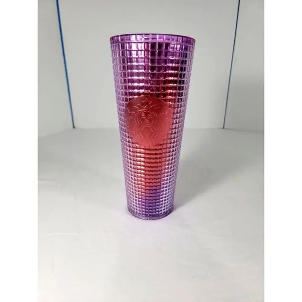 Starbucks Pink Purple Iridescent Grid Venti 24 oz. Cold Tumbler No straw/lid NWT